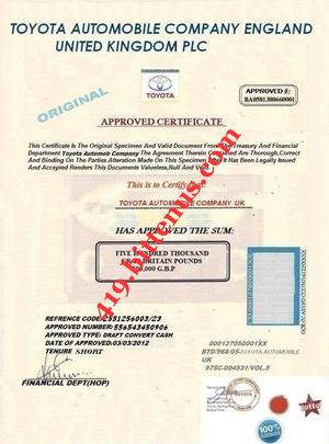 APPROVAL CERTIFICATE FROM TOYOTA COMPANY!!